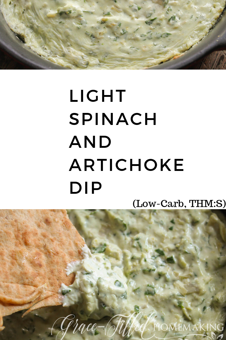 My Light Spinach and Artichoke Dip is a delightful, healthy snack! Serve it with pita chips or veggies!