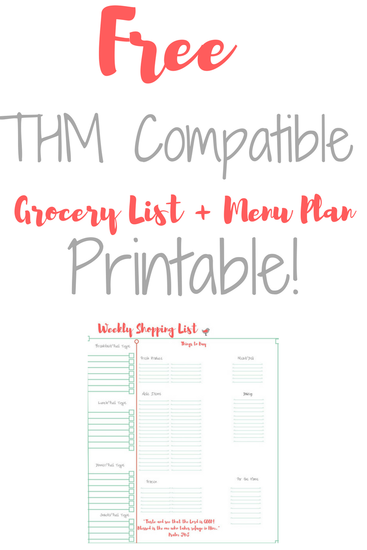 Grocery List and Meal Plan Printable